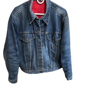 Vintage 1970 JC Penney Big Mac Denim Workwear Jacket Red Quilted Liner Radial 50